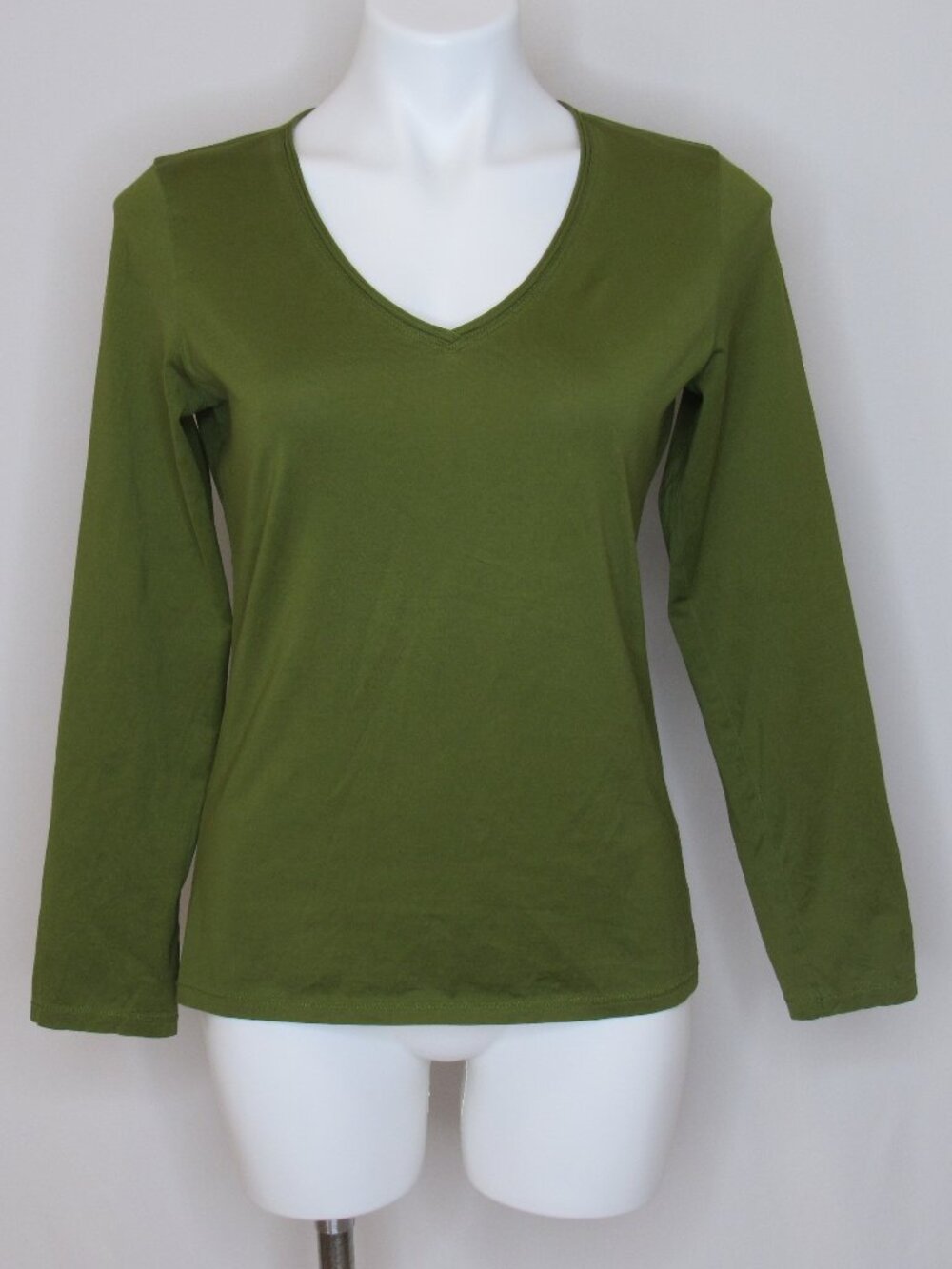J. Jill Green Long Sleeve V-Neck Tee Women's M Medium
